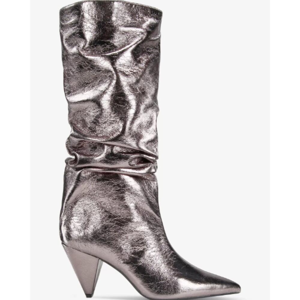 NEW I.N.C. International Concepts Diiannaa Slouch Boots Pewter Metallic Size 8M
